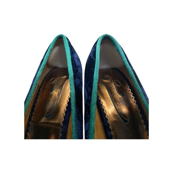Poetic License Heels Shoes Crushed Velvet Blue Peep Toe Brooch Dazzling Size 10 - Picture 5 of 10